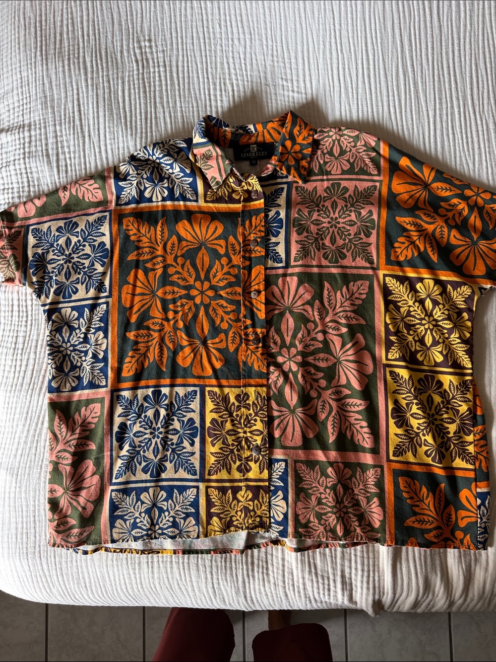 NWOT! LexBreezy Aloha Patchwork Button-Down Shirt